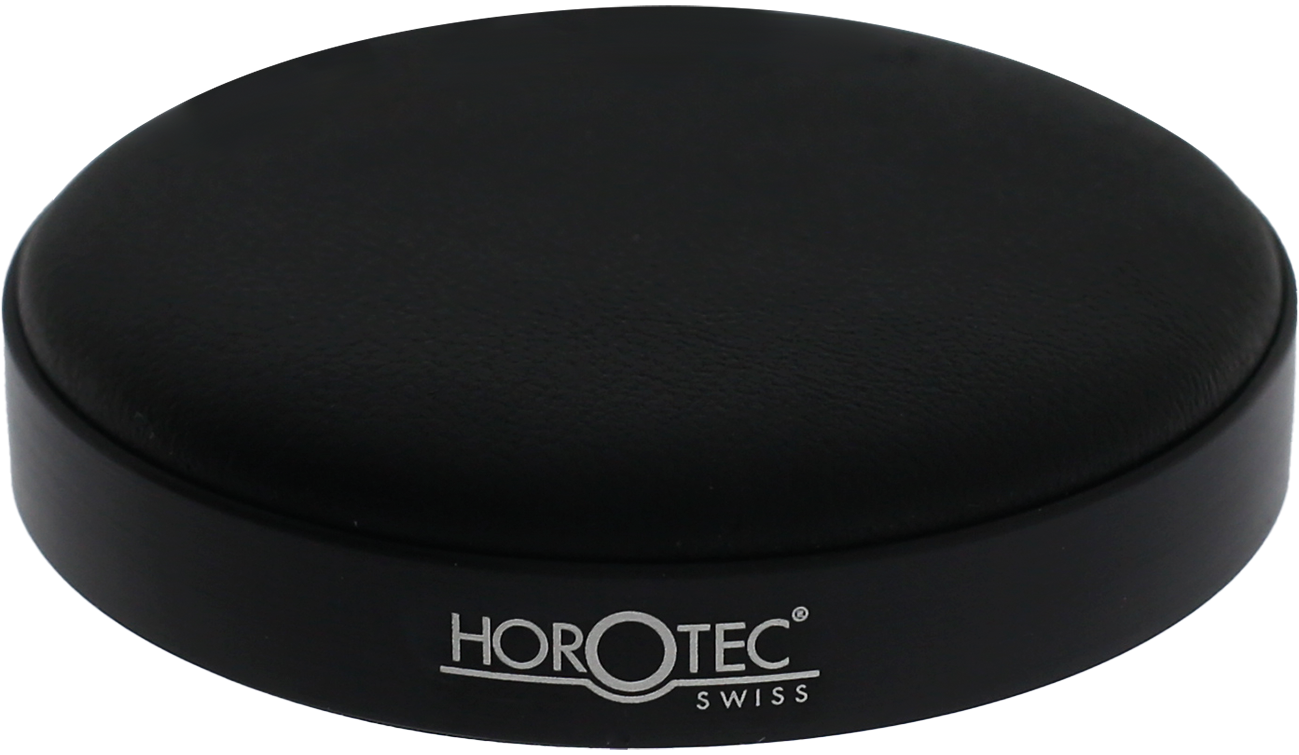 CUSCINO PER INCASSATURA HOROTEC CON GHIERA IN ALLUMINIO NERO SATINATO E PELLE NERA Ø 75 MM CUSCINO PER INCASSATURA HOROTEC CON GHIERA IN ALLUMINIO NERO SATINATO E PELLE NERA Ø 75 MM