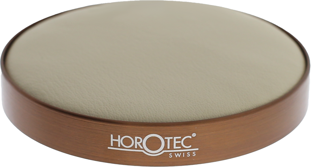 CUSCINO PER INCASSATURA HOROTEC CON GHIERA IN ALLUMINIO ANODIZZATO MARRONE SATINATO E PELLE BEIGE Ø 75 MM CUSCINO PER INCASSATURA HOROTEC CON GHIERA IN ALLUMINIO ANODIZZATO MARRONE SATINATO E PELLE BEIGE Ø 75 MM