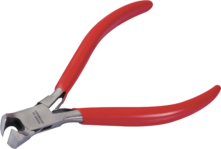 PINZA DI PRECISIONE DA TAGLIO FRONTALE CON BECCHI INCLINATI, MANICI CON PROTEZIONE PVC / TAGLIO NETTO / L115 mm / CON 2 MOLLE DI RITORNO