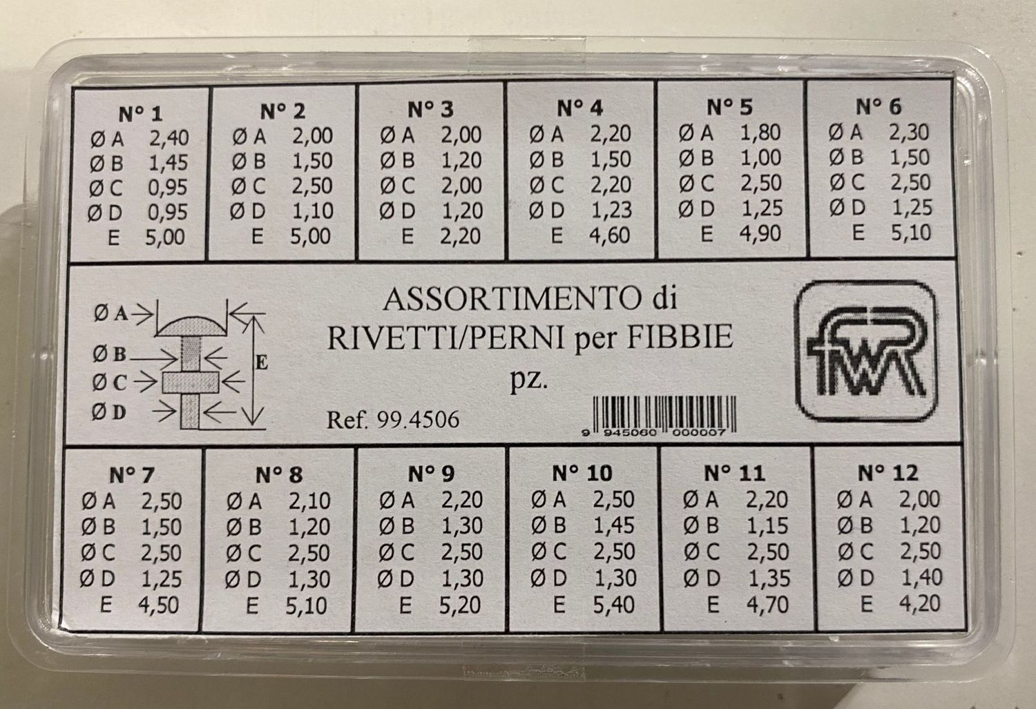 ASSORTIMENTO PERNI PER FIBBIE