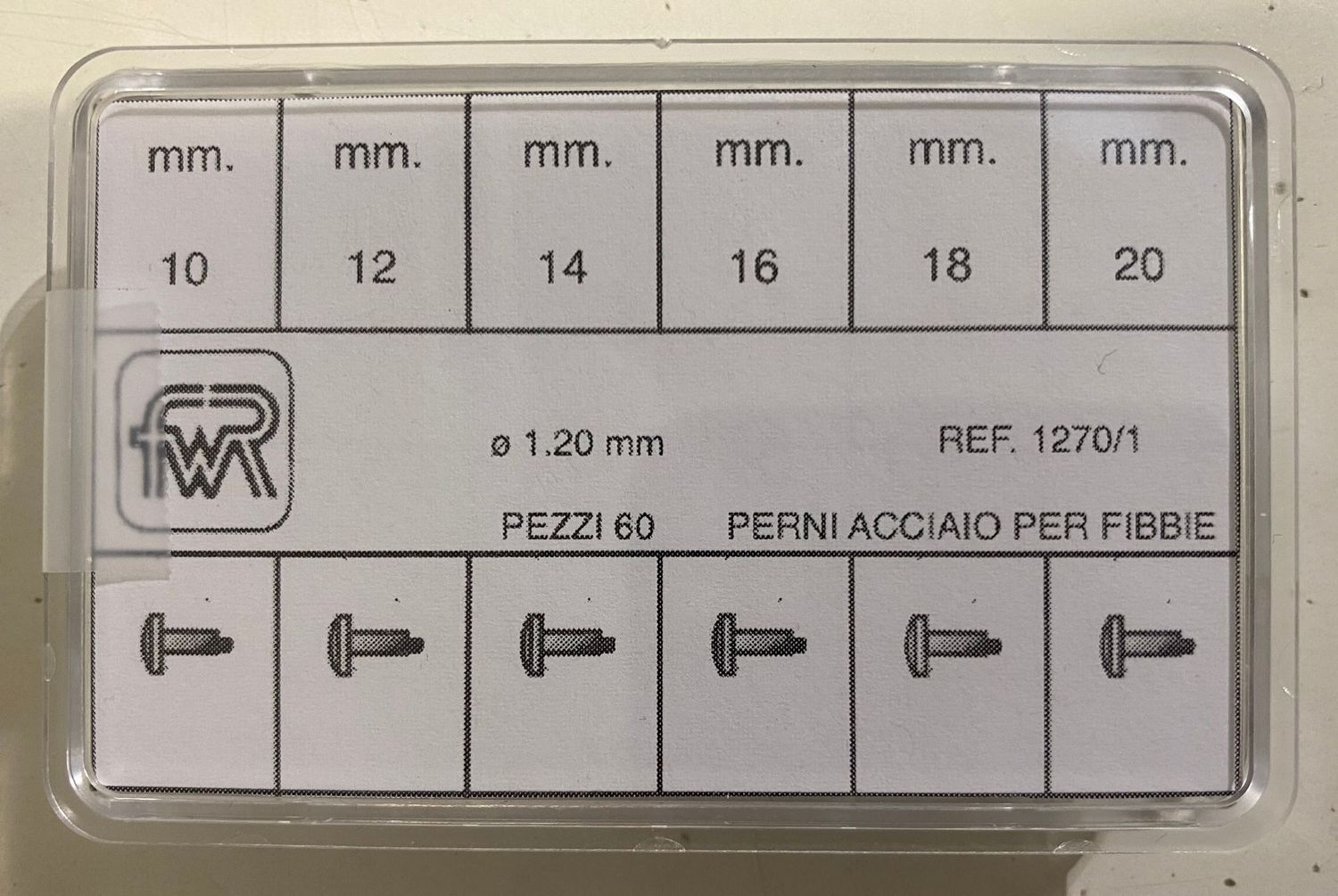 ASS. 60 PERNI ACCIAIO PER FIBBIE DIAM. 1.2MM