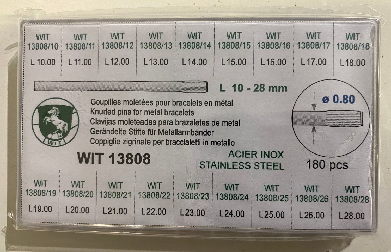 ASSORTIMENTO 180 COPPIGLIE ZIGRINATE DIAMETRO 0,80 MM