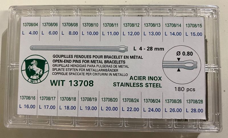 ASSORTIMENTO 180 COPPIGLIE APERTE DIAMETRO 0,80 MM. ASSORTIMENTO 180 COPPIGLIE APERTE DIAMETRO 0,80 MM.