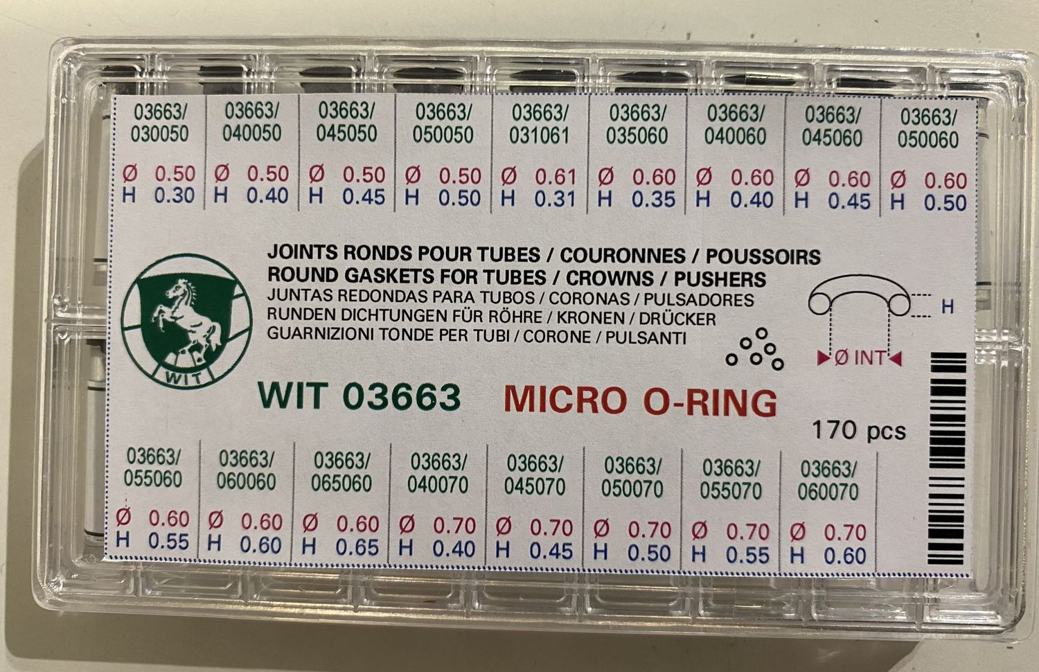 ASSORTIMENTO 170 GUARNIZIONI TONDE PER TUBI/CORONE/PULSANTI