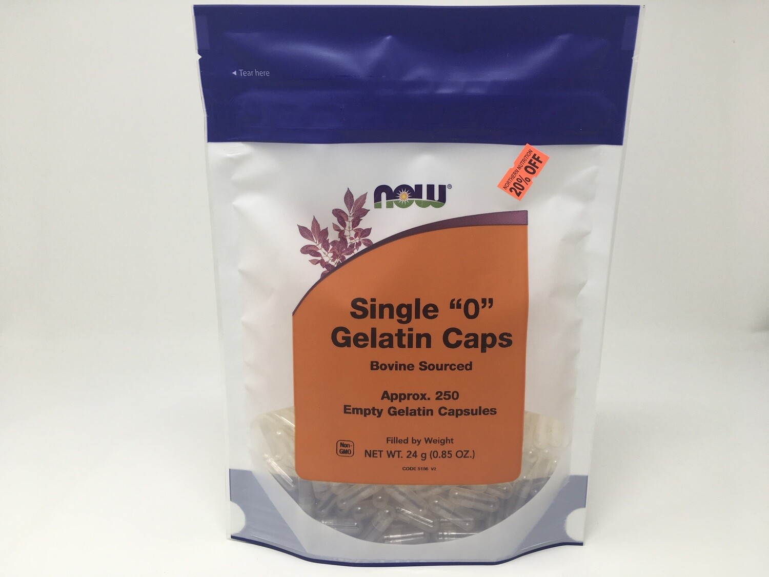 Single &quot;0&quot; Gelatin Caps 250 Capsules (Now 5156)