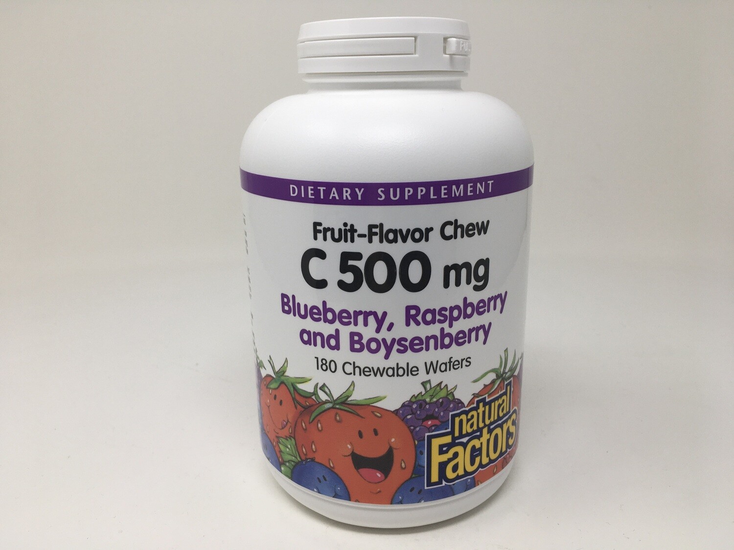 Vit C 500 mg Blueberry, Raspberry, and Boysenberry 180 wafers (Natural Factors)