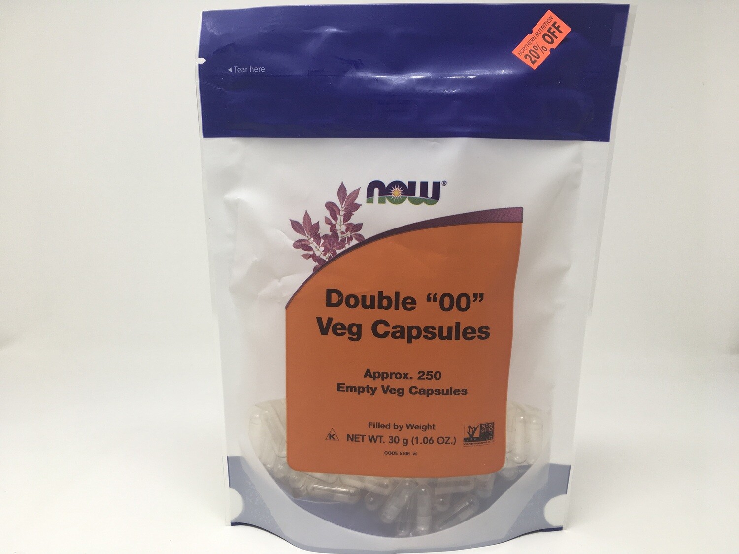 Double &quot;00&quot; Vegetable Capsules  250 count (Now 5106)