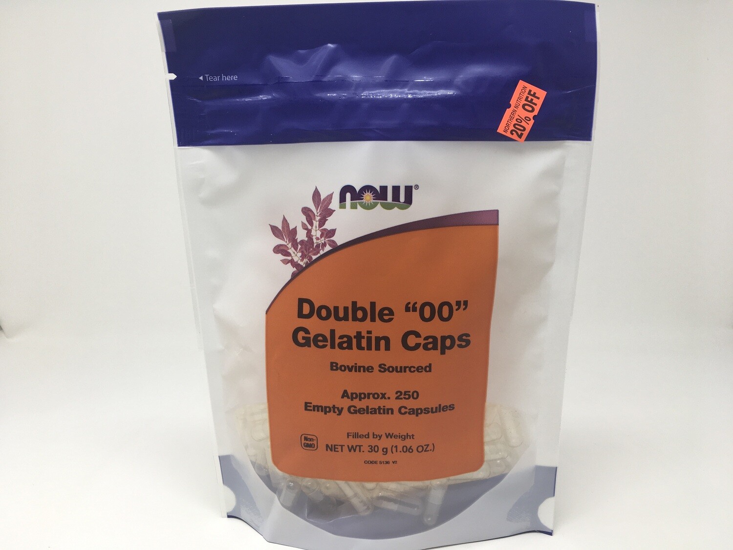 Double &quot;00&quot; Gelatin Caps 250 count (Now 5136)