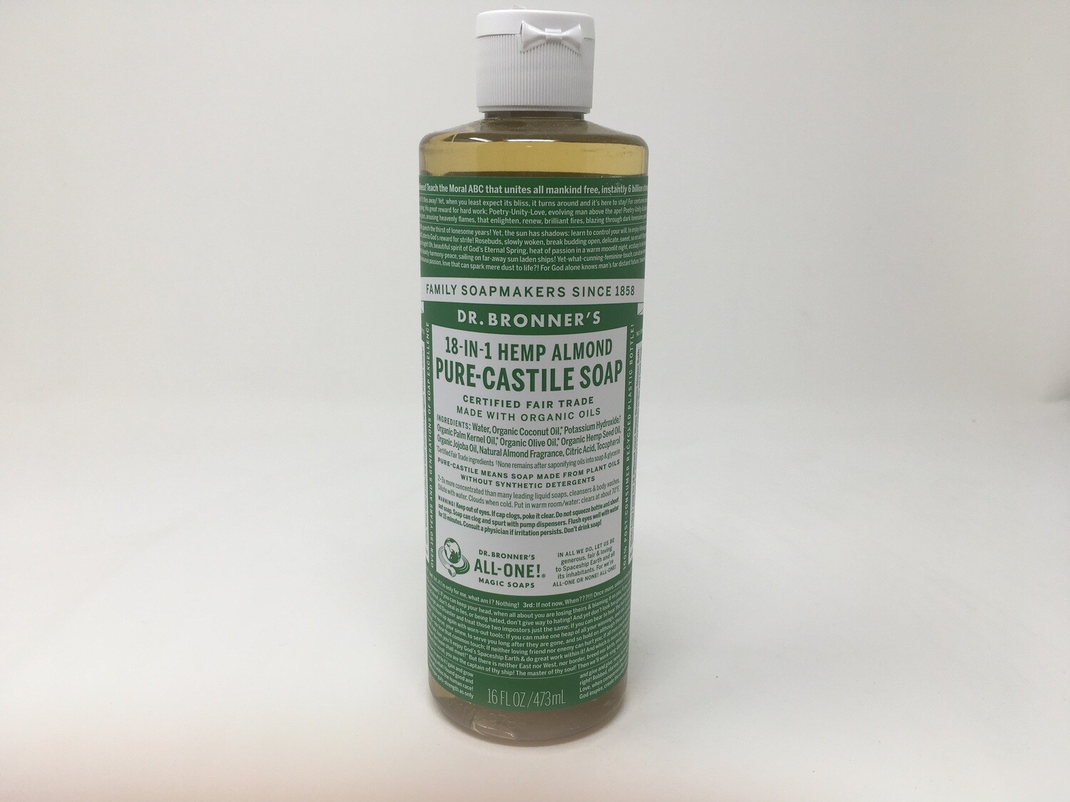 Dr Bronners 18in1 Hemp Almond Soap 16 oz
