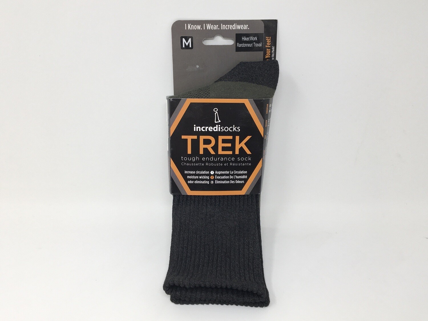 Trek Socks Medium Crew Geranium+Bamboo Charcoal (Incrediwear #D405)