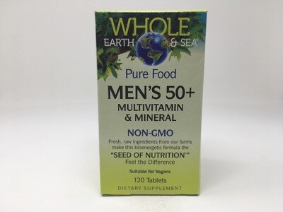 Pure Food Mens 50+ Multi & Mineral 120tab( Whole Earth & Sea)
