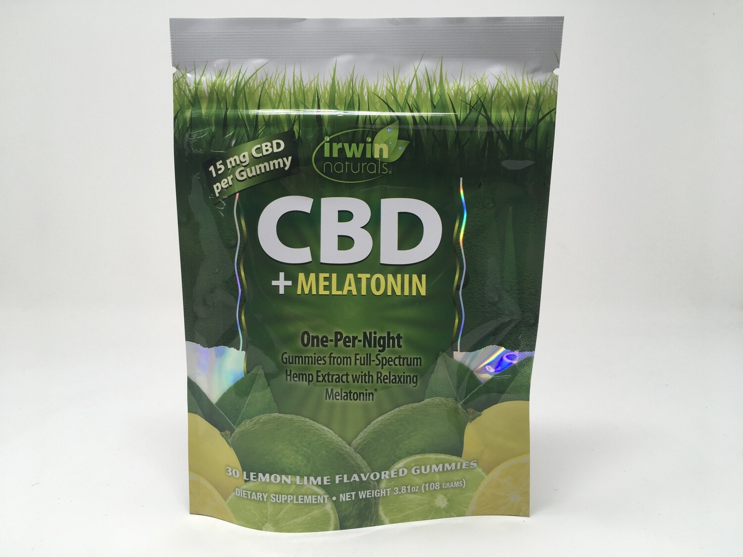 Cbd + Melatonin  gummy 15mg Lemon Lime 30ct(Irwin Naturals)