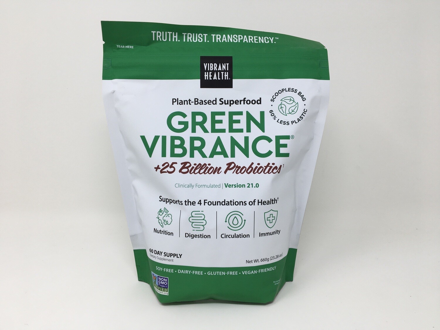 Plantbased Green Vibrance+25Billion Probiotics 23.28oz Bag(Vibrant Health)