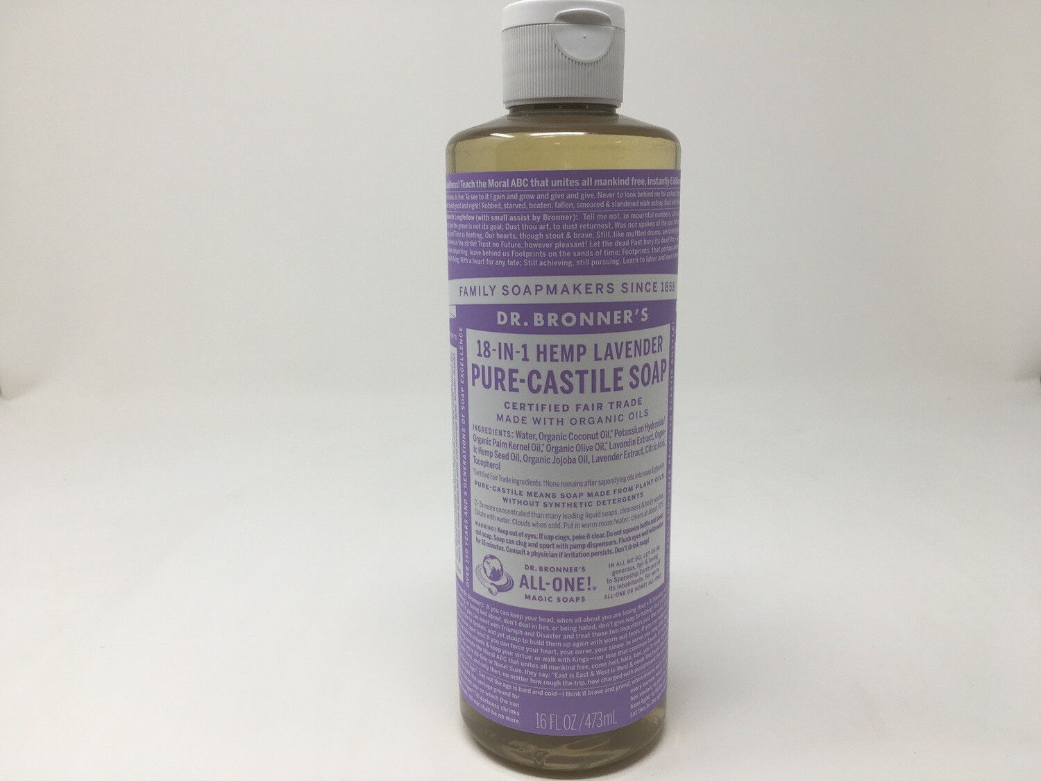 Dr Bronner&#39;s 18-IN-1 Soap 16 oz hemp lavender