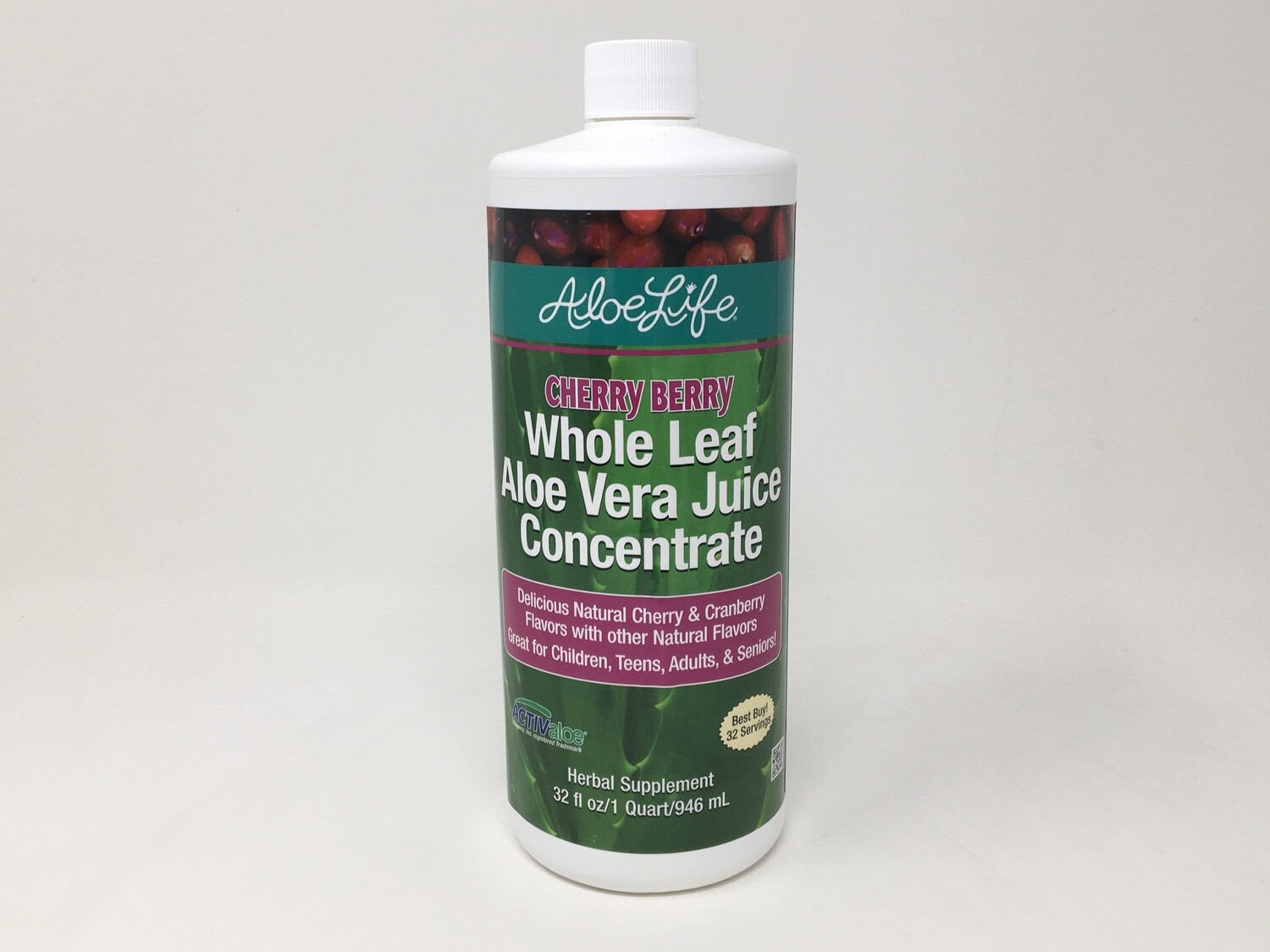Whole Leaf Aloe Vera Juice 32oz (Aloe Life) Cherry Berry