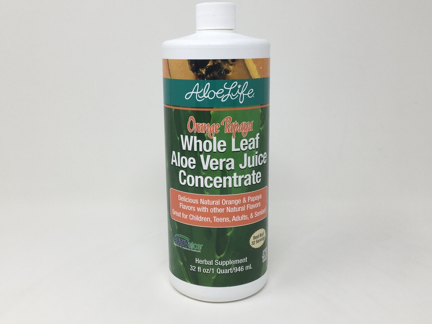 Whole Leaf Aloe Vera Juice 32oz (Aloe Life) Orange Papaya