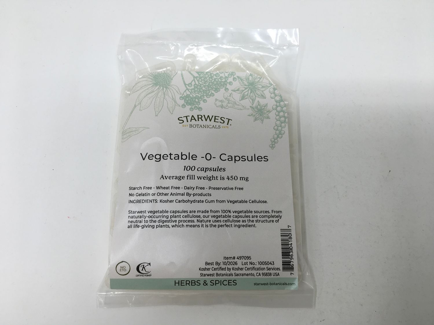 Vegetable-0-Capsules 100ct (Starwest)