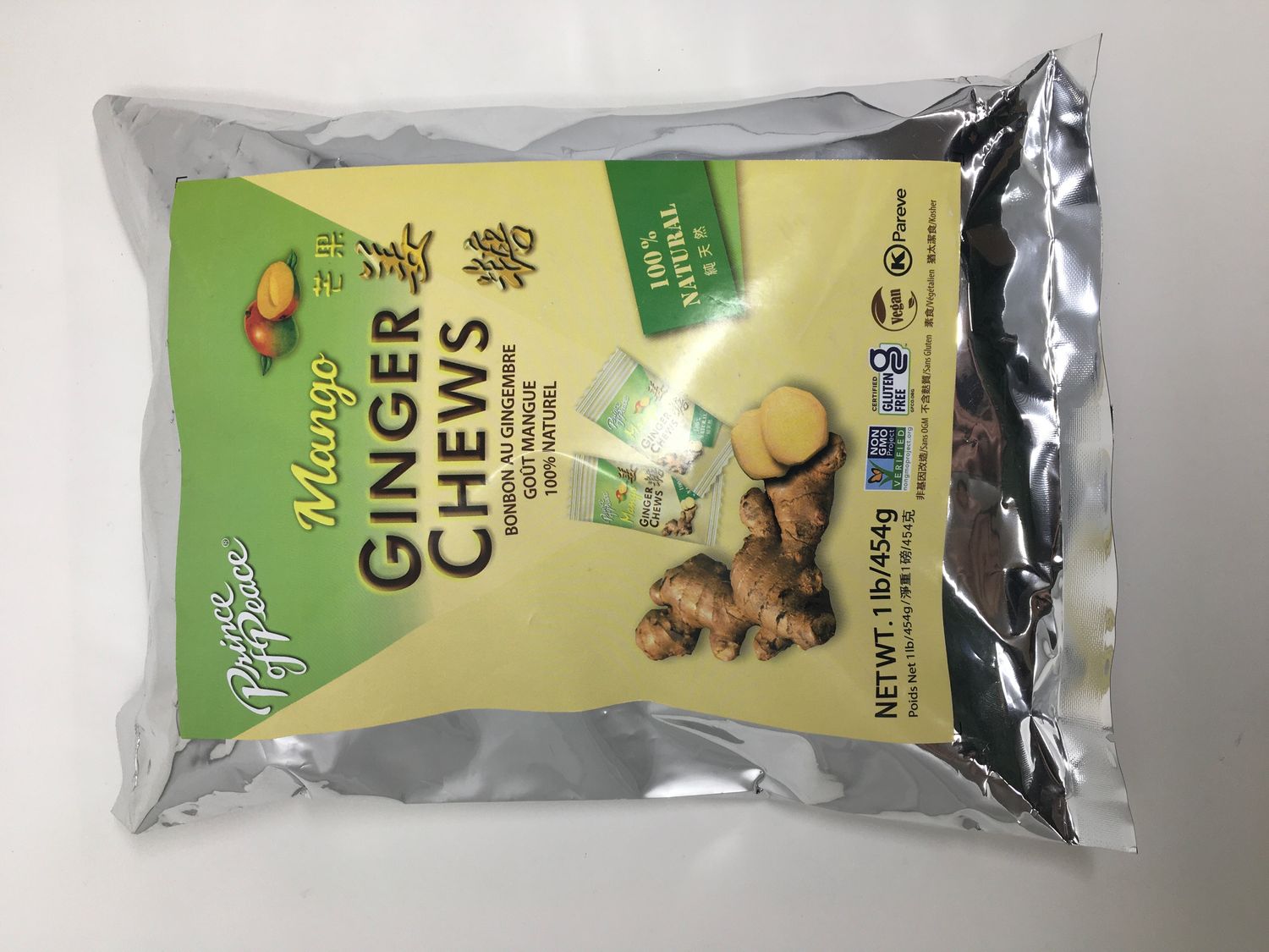 Ginger Chews/Mango 1LB(Prince Of Peace)