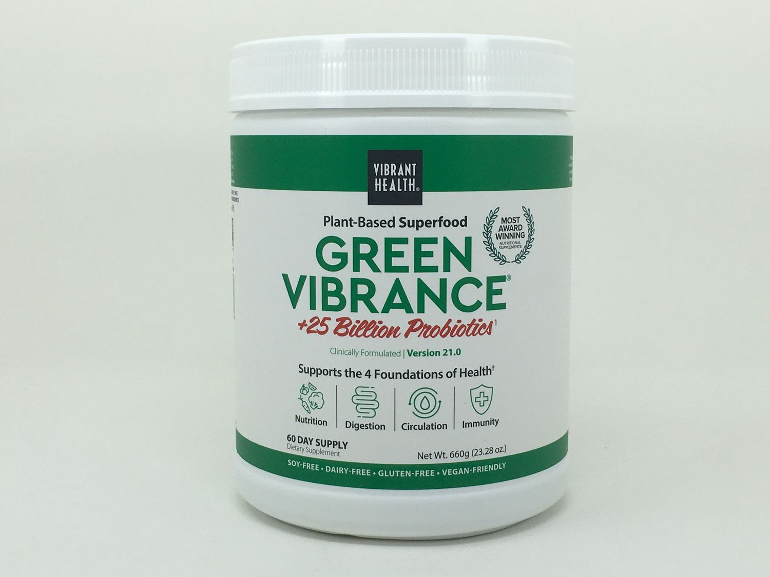 Plantbased Superfood Green Vibrance+25 Billion Probiotics 60sev/23.28(Vibrant Health)