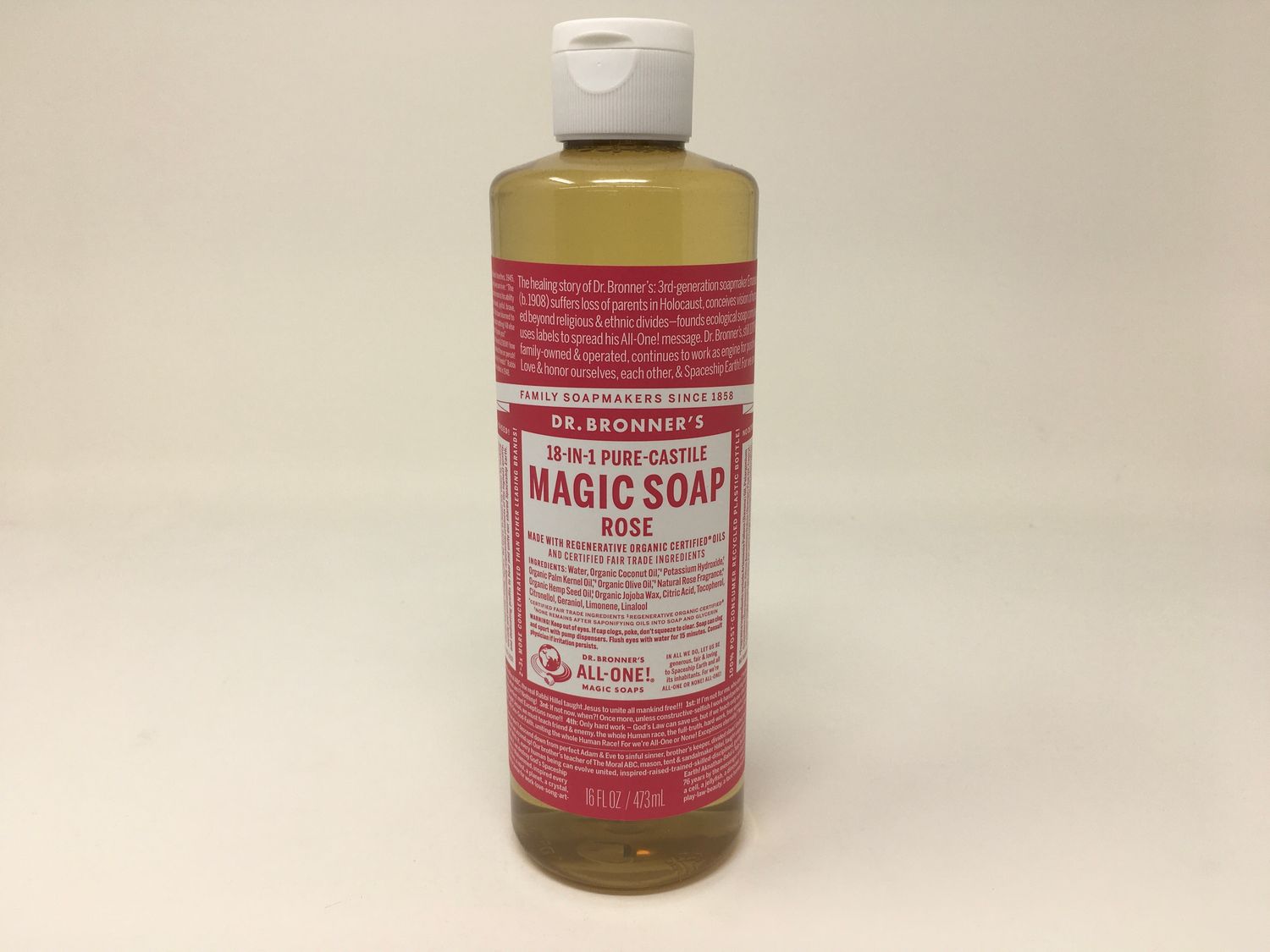 Pure Castile Soap 18-in-1 Rose 16oz(Dr Bronners)
