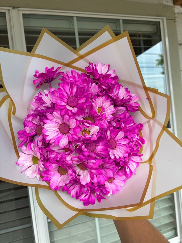 Tie Dye Dark Pink Daisies