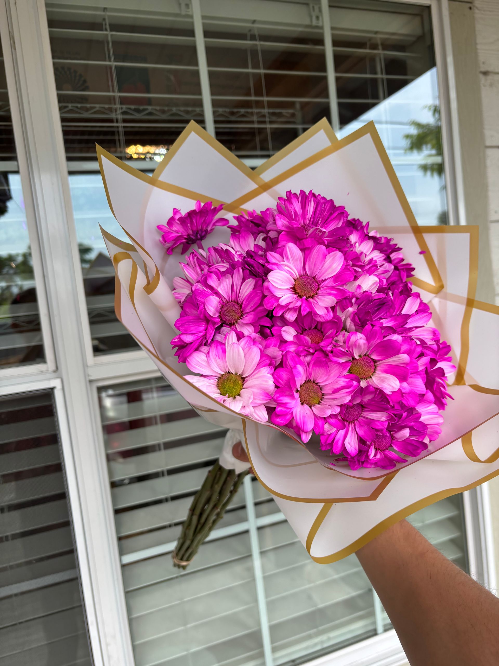 Tie Dye Dark Pink Daisies