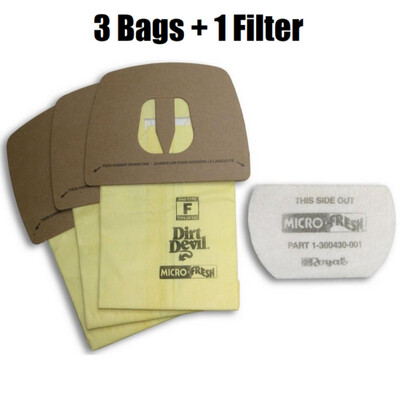 *Bags* Dirt Devil Type F Allergen With 1 Filter (3 pack)
