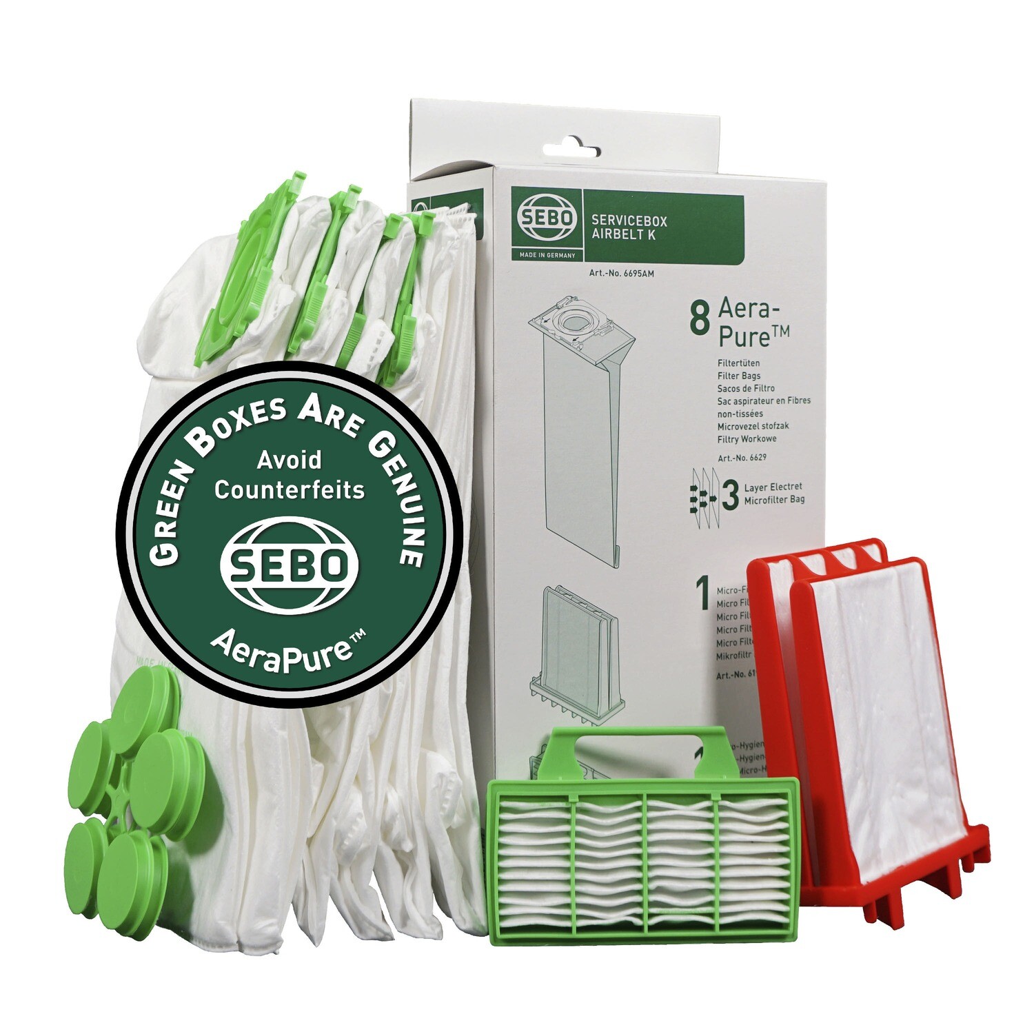 *Bags* SEBO ServiceBox Airbelt K (8 Bags, 2 Filters)