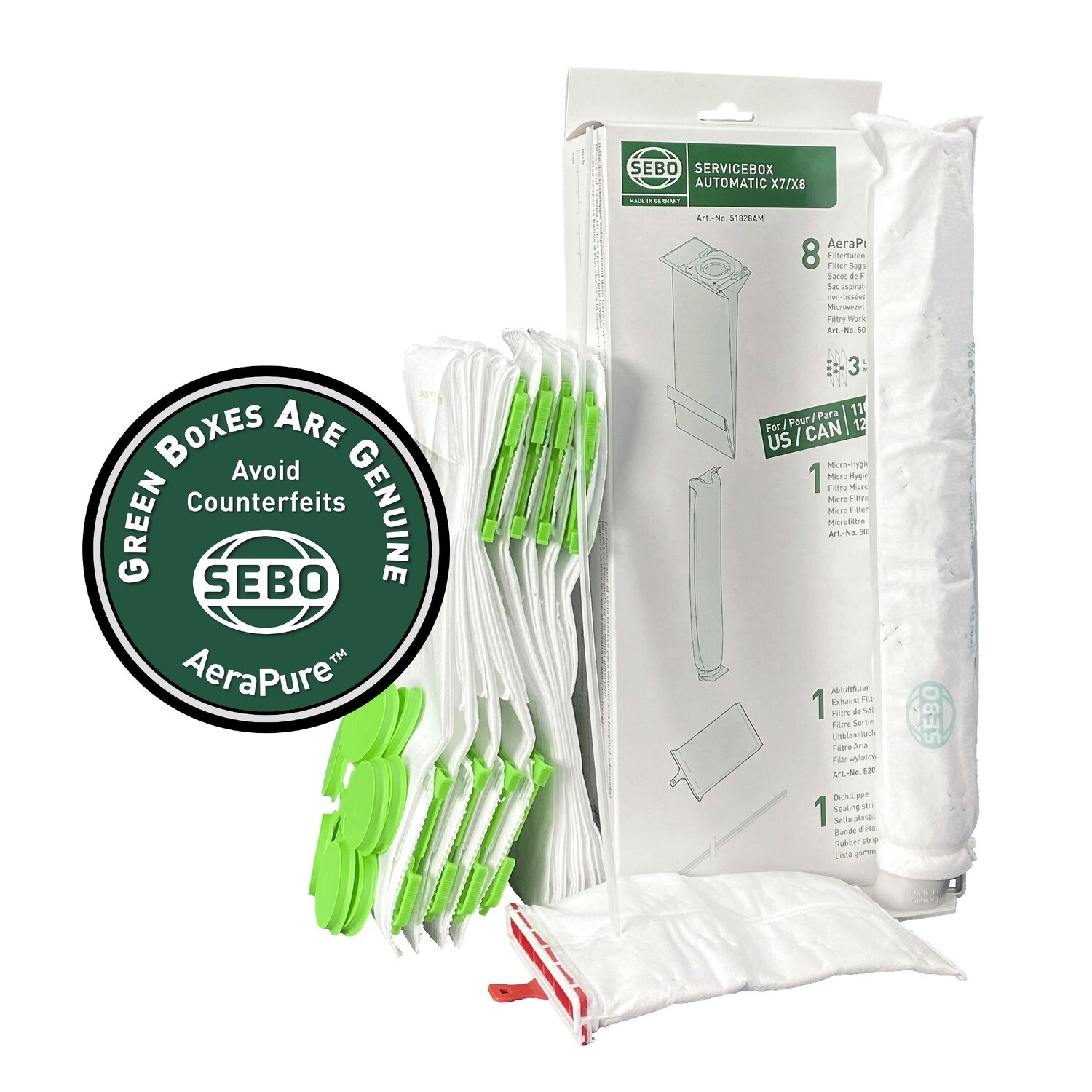 SEBO Automatic X7/X8 ServiceBox (8 Bags, 2 Filters, 1 Sealing Strip)