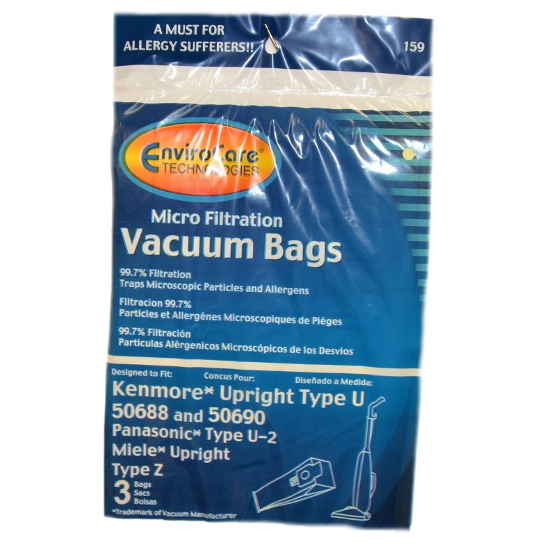 Miele (Z) / Kenmore (U/Z/O/50688/50690) / Panasonic (U-2/U-10/U-12) Bags (3 pack)
