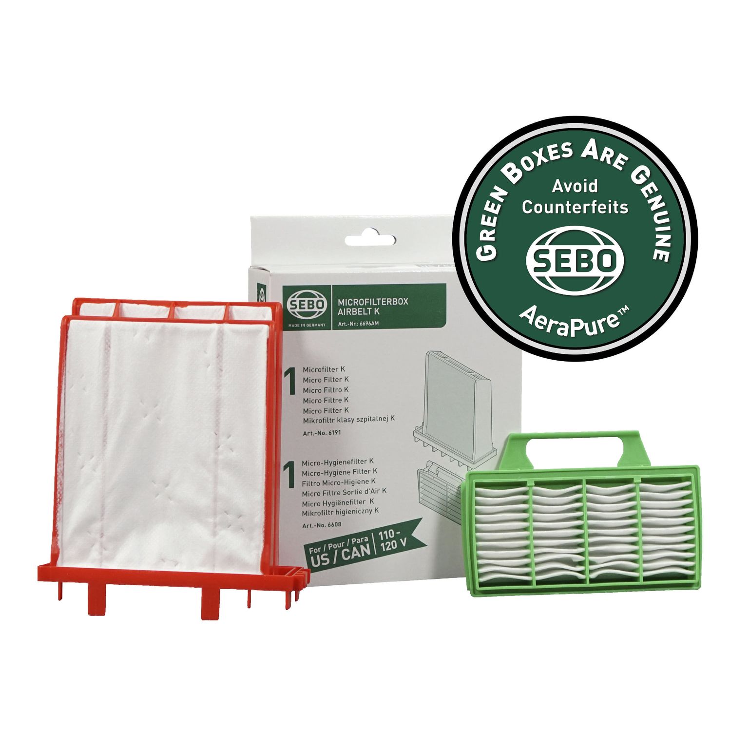 SEBO Filter Set K (1 microfilter and 1 exhaust filter)