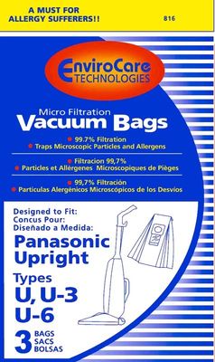 CarpetPro/Panasonic/Kenmore Type U/U3/U6 Paper Bags (9 pack)