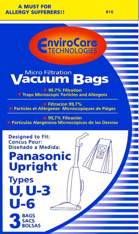 CarpetPro/Panasonic/Kenmore Type U/U3/U6 Paper Bags (9 pack)