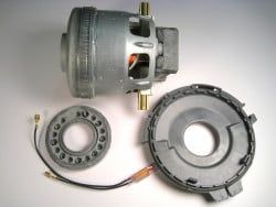 SEBO K Series Vacuum Motor, 120V / 1250W, with Sizing Adapter, Motor Mount, and Thermal Cut-off Wire