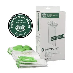 SEBO Filter Bag Box X, G, C, 300/350, and 370 (27-piece carton), 8 bags with caps