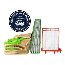 SEBO Service Box C (6-piece carton), 10 paper bags, microfilter, and exhaust filter