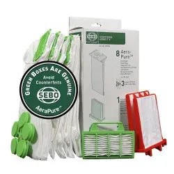 SEBO Service Box K (20-piece carton), 8 bags, microfilter, and exhaust filter
