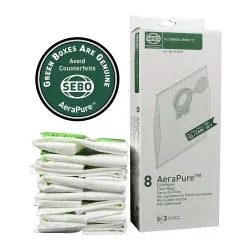SEBO Filter Bag Box D (24-piece carton), 8 bags with caps