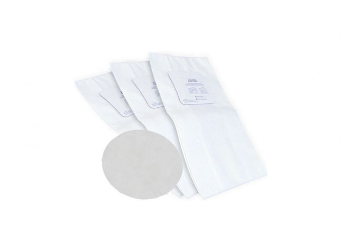Compact electrostatic filter bag - 4 notches - Set of 3 with 1 round filter included Compact electrostatic filter bag - 4 notches - Set of 3 with 1 round filter included