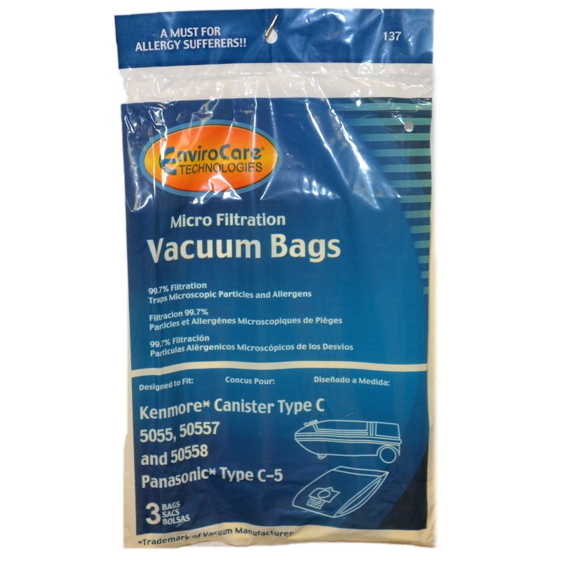 Kenmore/Panasonic Canister Type C, C-5, & Q Paper Bags (3 pack) - Also fits 5055 - 50557 - 50558