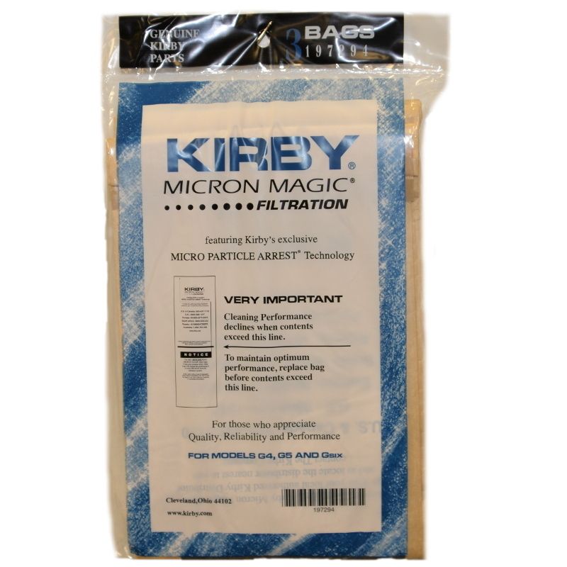 Kirby Paper Micro Filtration Bags (3 pack) / For Models:  Gen 3/4/5/6, Ultimate (G), Senturia (Before 2009) Heritage 2