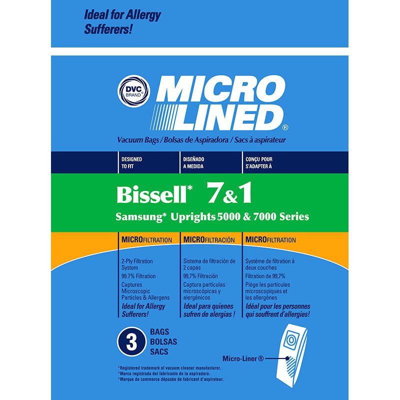 Bissell Upright #1 and 7 / Samsung 5000 and 7000 Series Bags (3 Pack Only)
