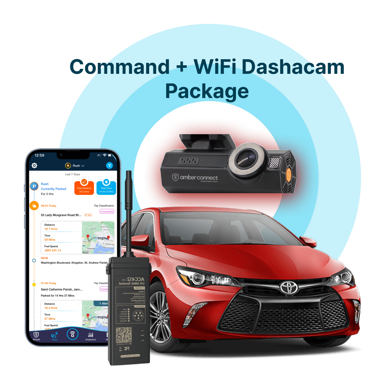 Command + Amber Vision Edge Dashcam Package
