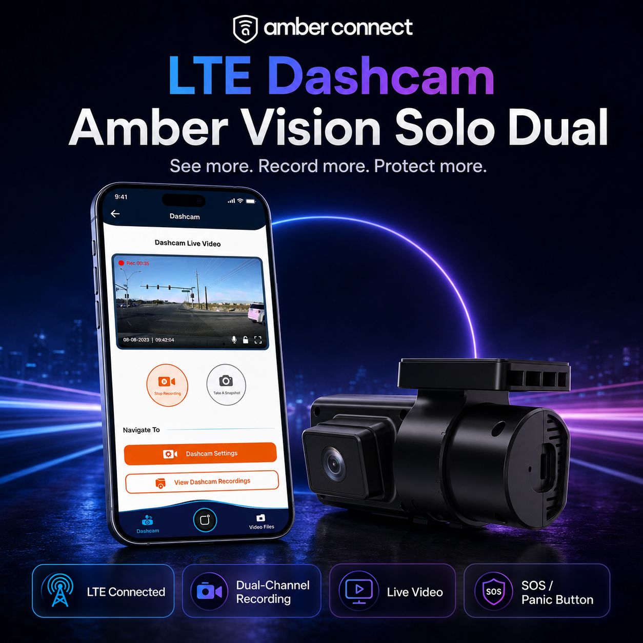 LTE Dashcam Amber Vision Solo Dual