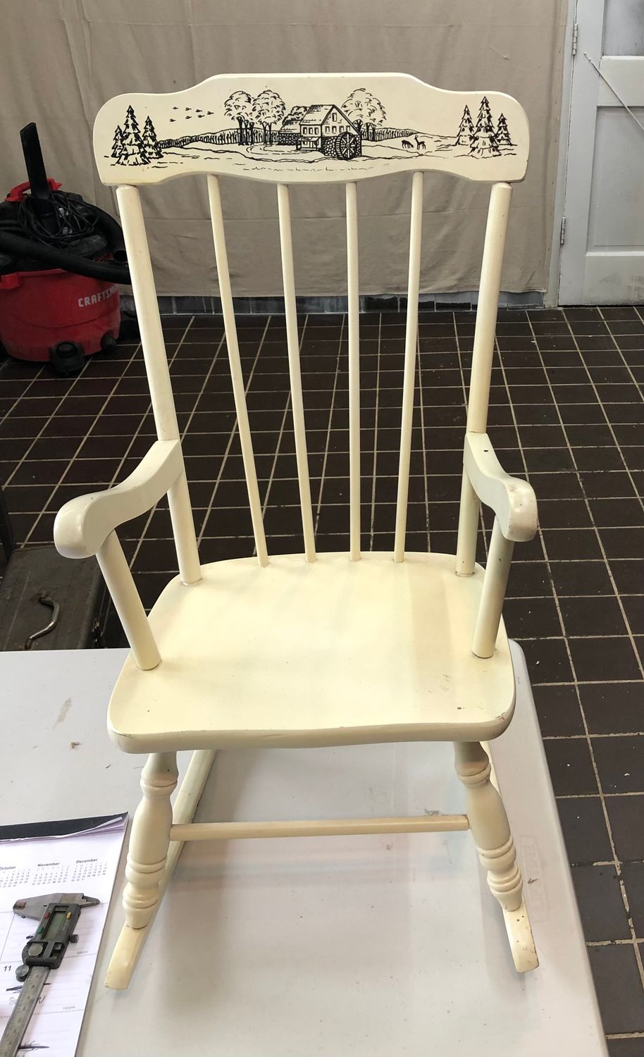 Mid Century Vintage Oak Hill Child s Rocking Chair