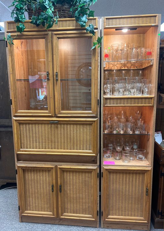 Bamboo Wicker Cabinet & Bookcase