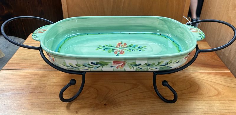 Gail Pittman Provence 16" Rectangular Baker & Metal Stand