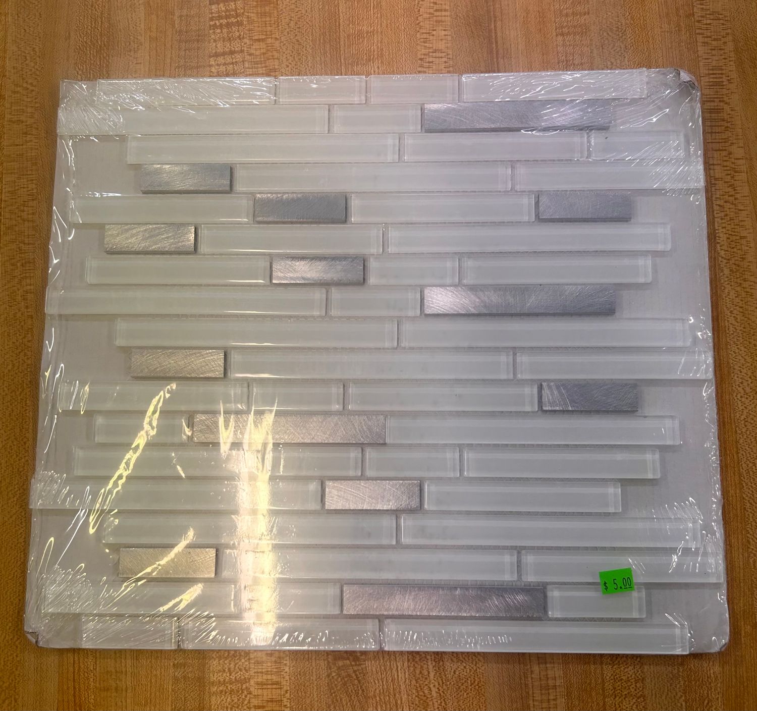 NEW Lucid Sky Glass & Silver Wall Tile