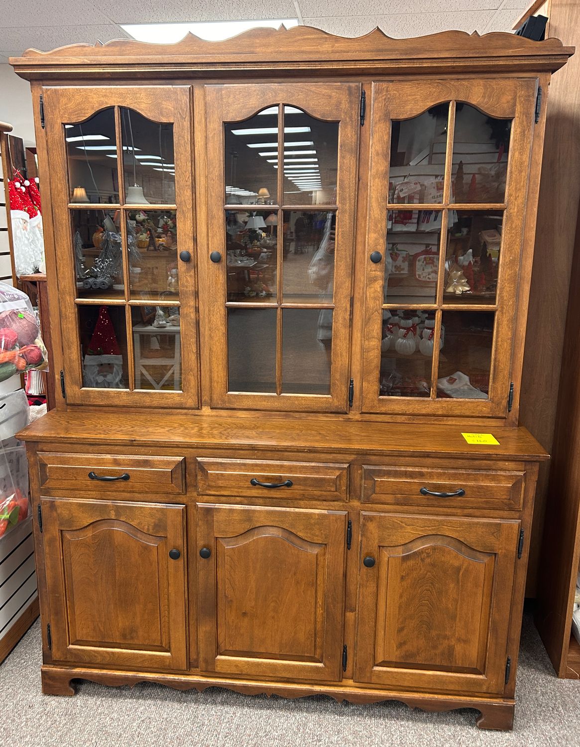 Solid Wood China Hutch with Glass Doors