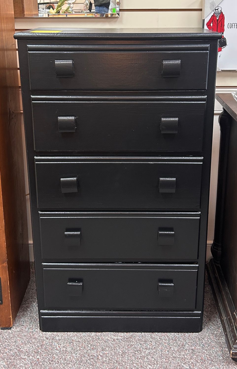 Black Painted 5-Drawer Dresser